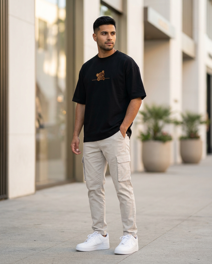 Bear With Me Embroidered Oversized Tee