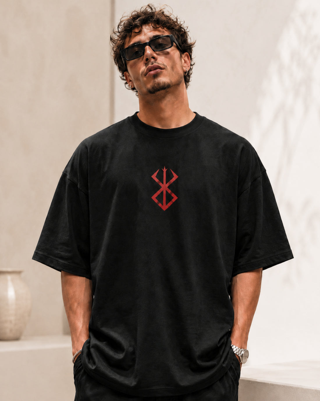 Crimson Web Crest Oversized Tee