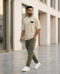 Curious Cat Embroidered Oversized Tee