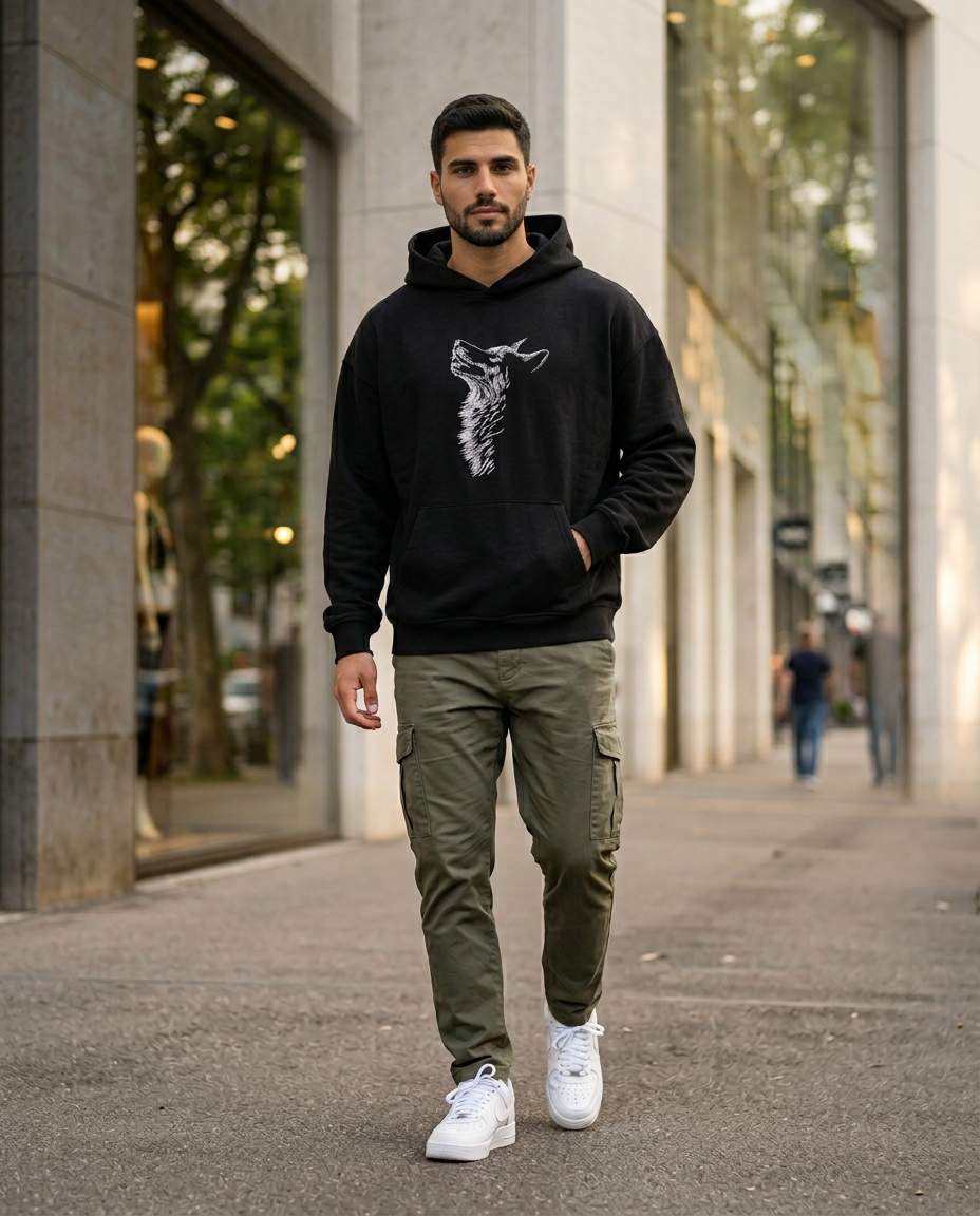 Lone Howl Embroidered Hoodie