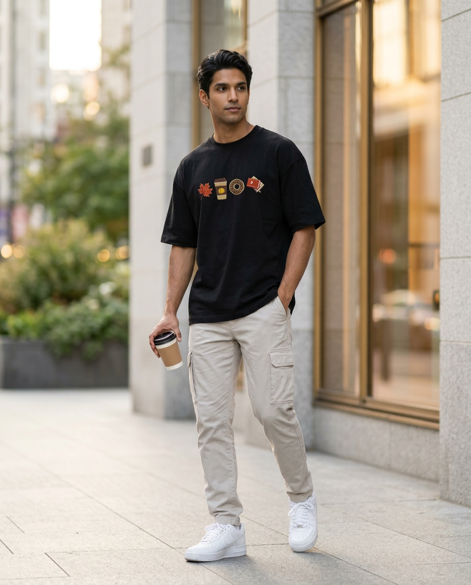 Pumpkin Spice Season Embroidered Oversized Tee