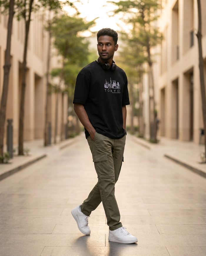 Tokyo Lines Embroidered Oversized Tee