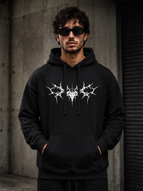 Bone Wings hoodie front black