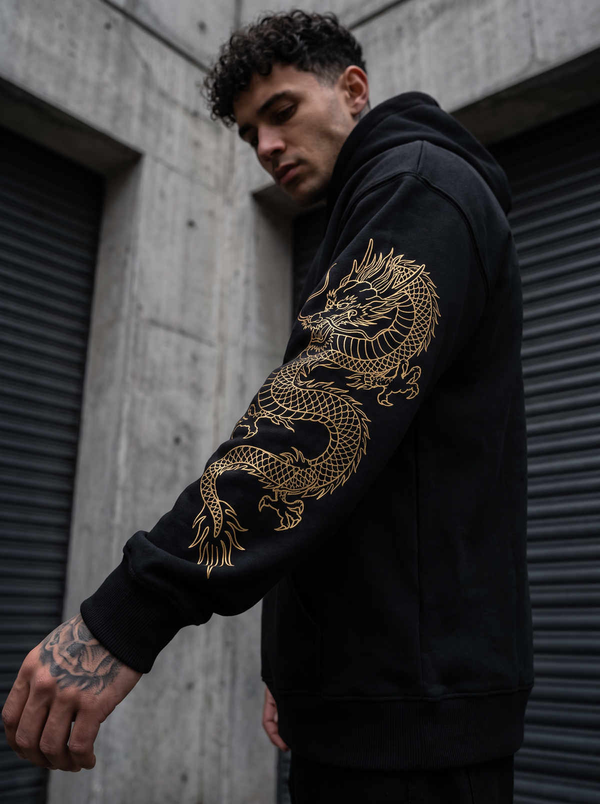 SLEEVE PRINT DETAIL · DRAGON YIN YANG HOODIE