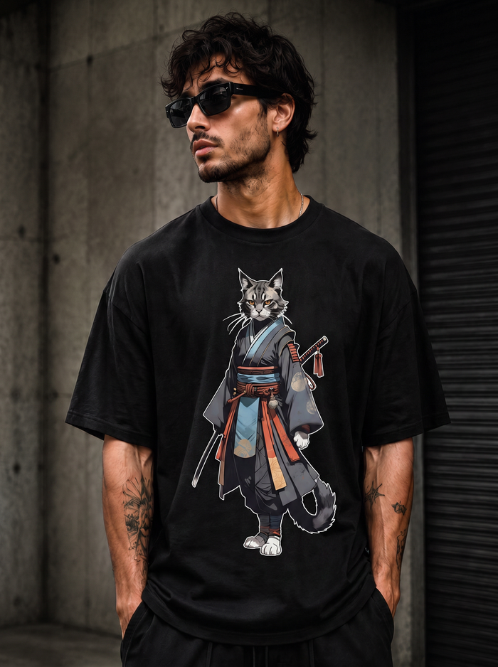 Samurai Cat Oversized Tee