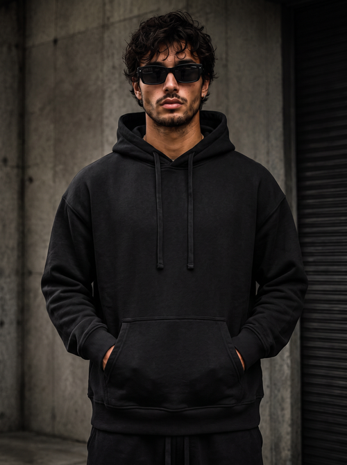 Dragon Samurai hoodie front plain black