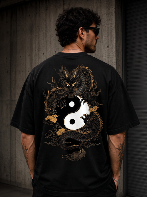 Dragon Yin Yang back black